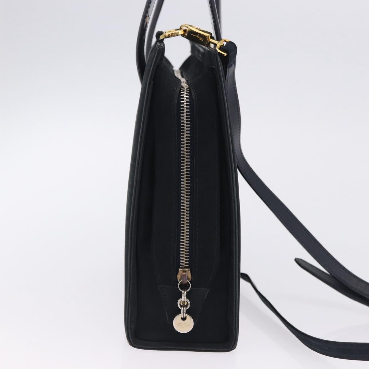 Salvatore Ferragamo Vala Hand Bag Suede 2way Black Gold Auth 202471