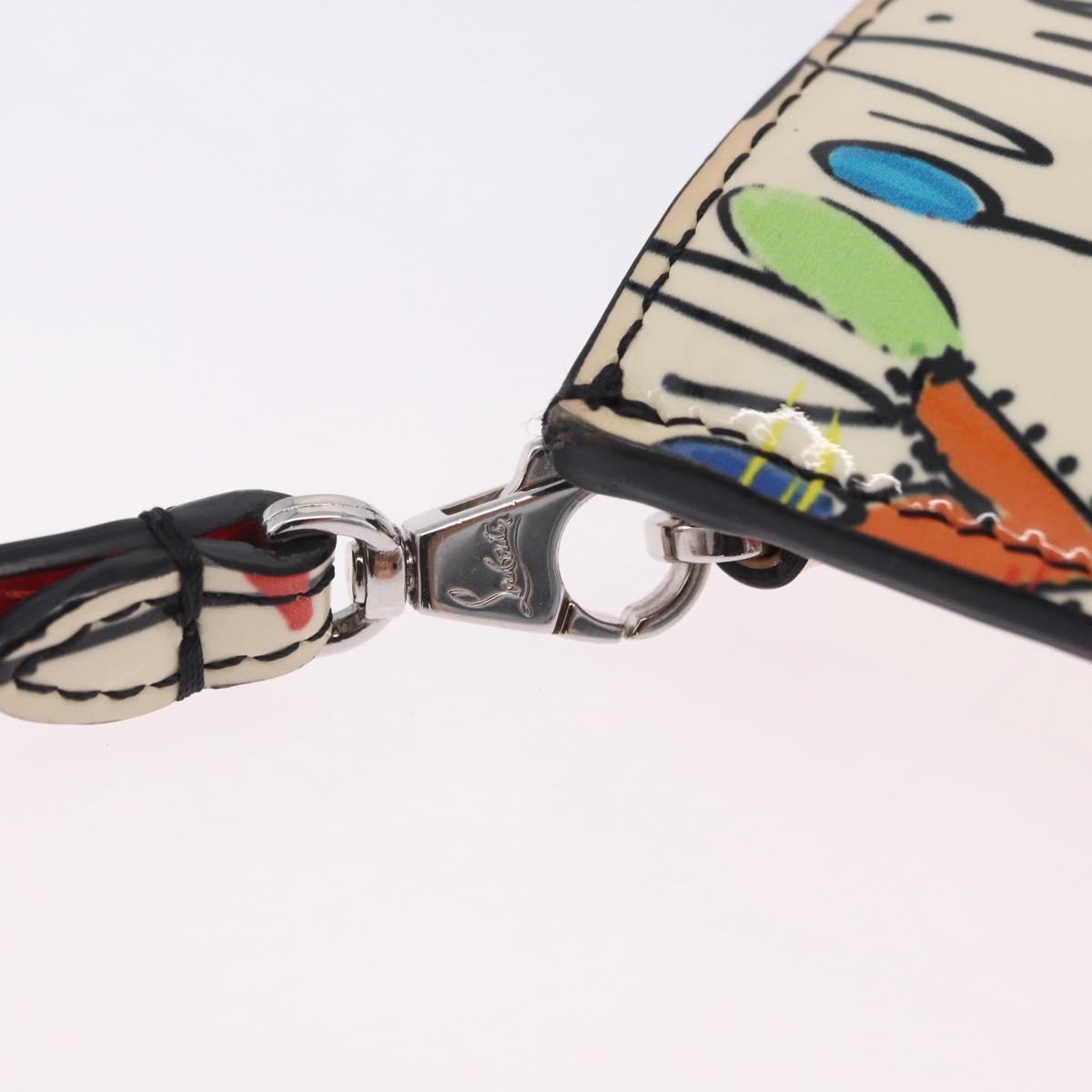 Christian Louboutin Shoulder Bag Patent leather White Silver Auth 202472A
