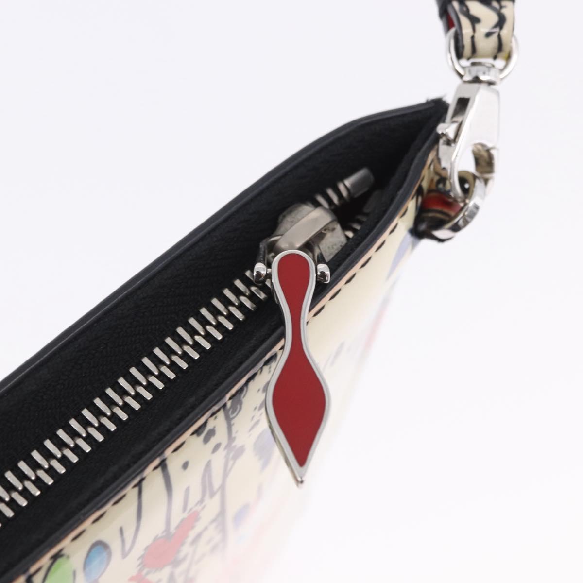 Christian Louboutin Shoulder Bag Patent leather White Silver Auth 202472A