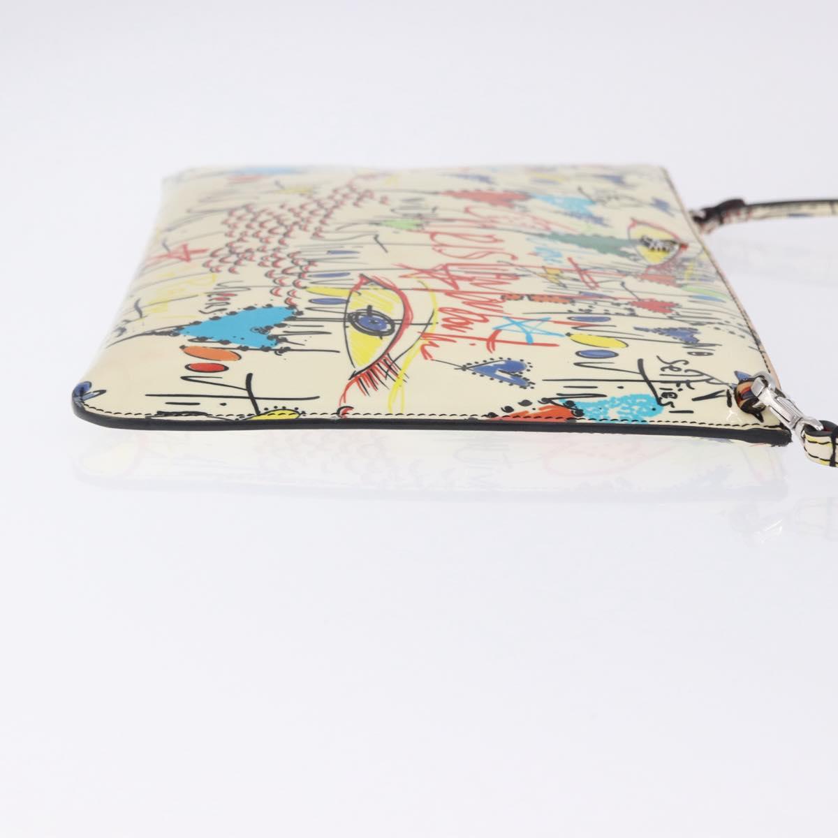 Christian Louboutin Shoulder Bag Patent leather White Silver Auth 202472A