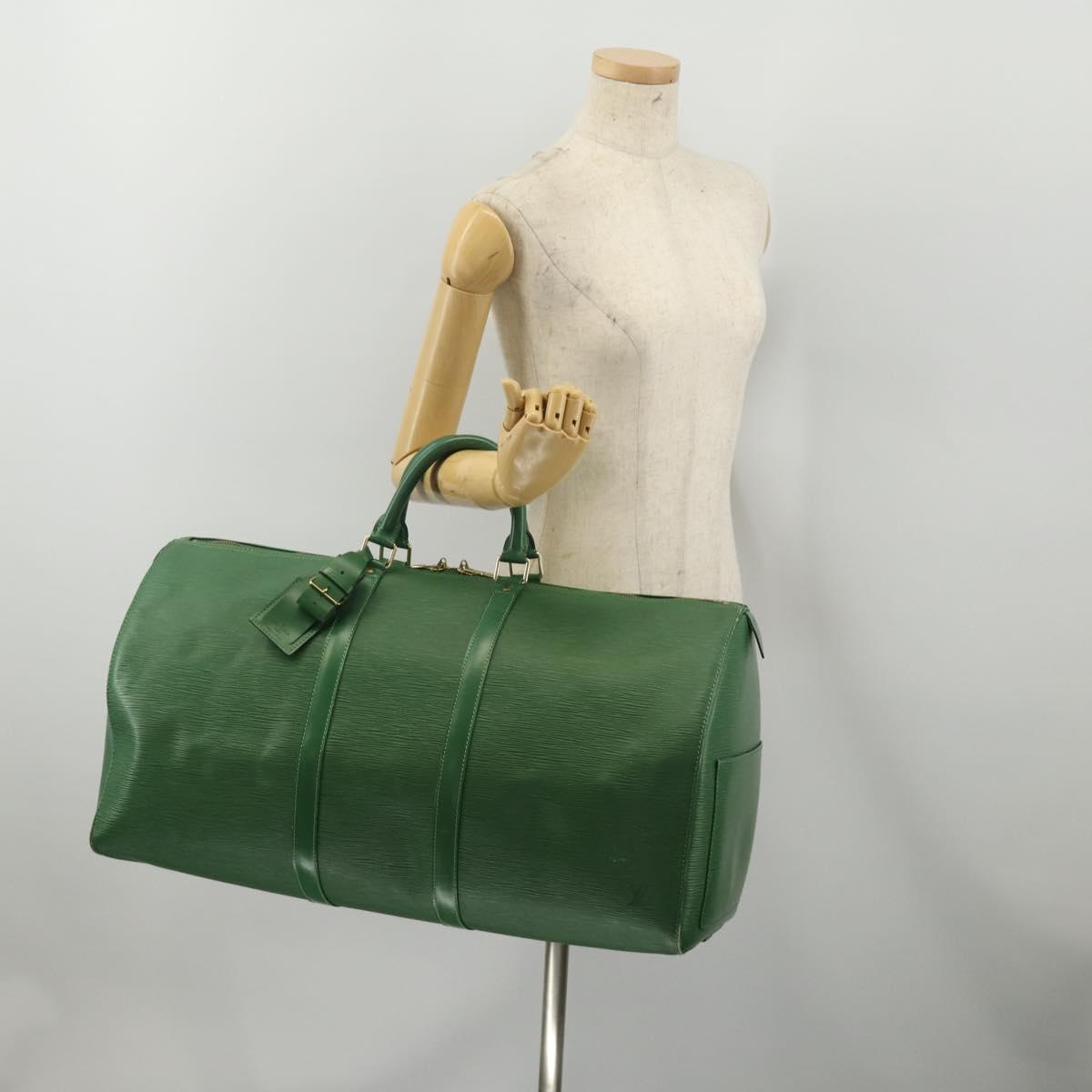 LOUIS VUITTON Epi Keepall 55 Boston Bag Green M42954 LV Auth 202476A