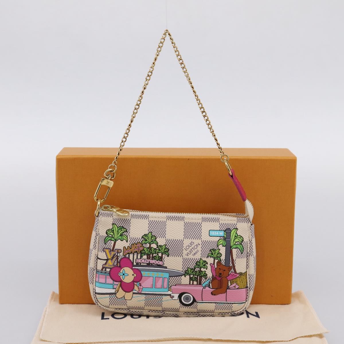 LOUIS VUITTON Damier Azur Vivienne Mini Pochette Pouch N60487 LV Auth 202478M