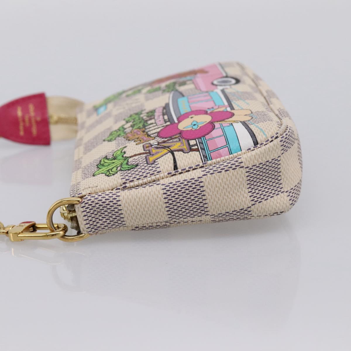 LOUIS VUITTON Damier Azur Vivienne Mini Pochette Pouch N60487 LV Auth 202478M