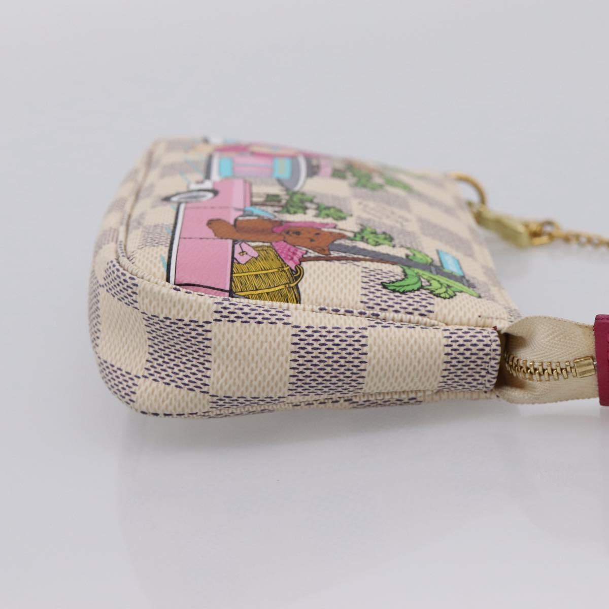 LOUIS VUITTON Damier Azur Vivienne Mini Pochette Pouch N60487 LV Auth 202478M