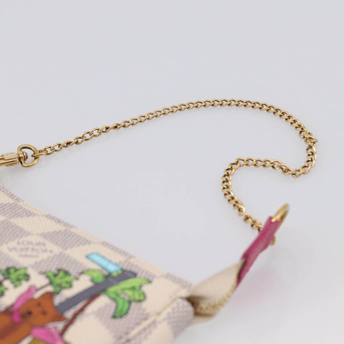 LOUIS VUITTON Damier Azur Vivienne Mini Pochette Pouch N60487 LV Auth 202478M