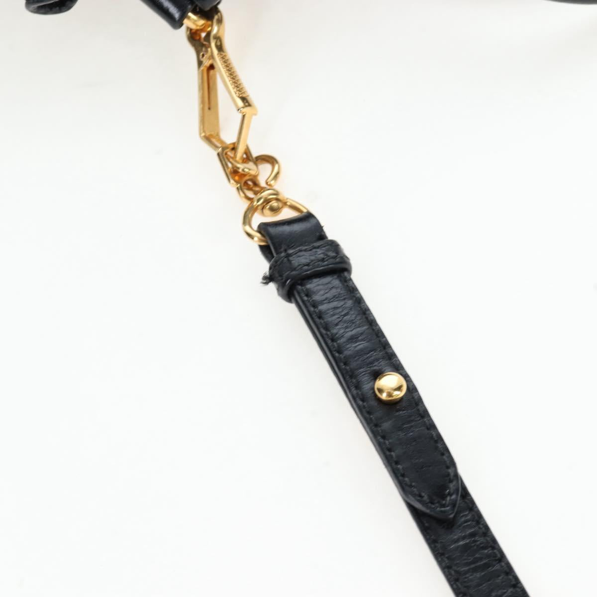 Miu Miu Hand Bag Vitellolux 2way Black Gold Auth 202488M