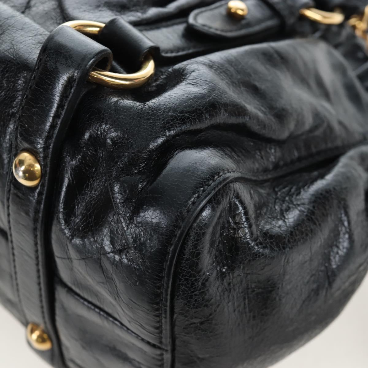 Miu Miu Hand Bag Vitellolux 2way Black Gold Auth 202488M
