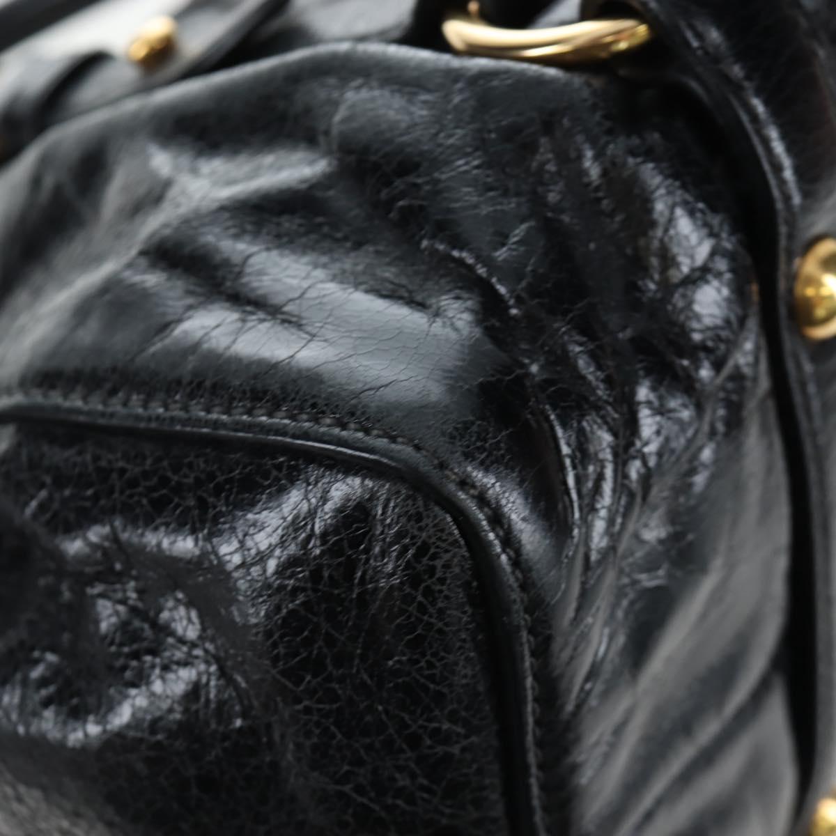 Miu Miu Hand Bag Vitellolux 2way Black Gold Auth 202488M