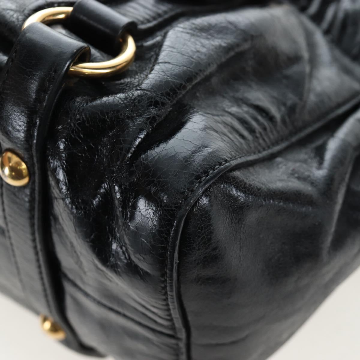 Miu Miu Hand Bag Vitellolux 2way Black Gold Auth 202488M
