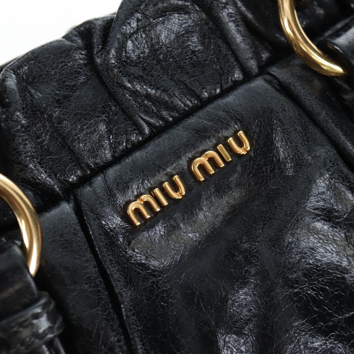 Miu Miu Hand Bag Vitellolux 2way Black Gold Auth 202488M