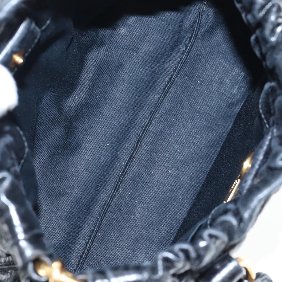 Miu Miu Hand Bag Vitellolux 2way Black Gold Auth 202488M