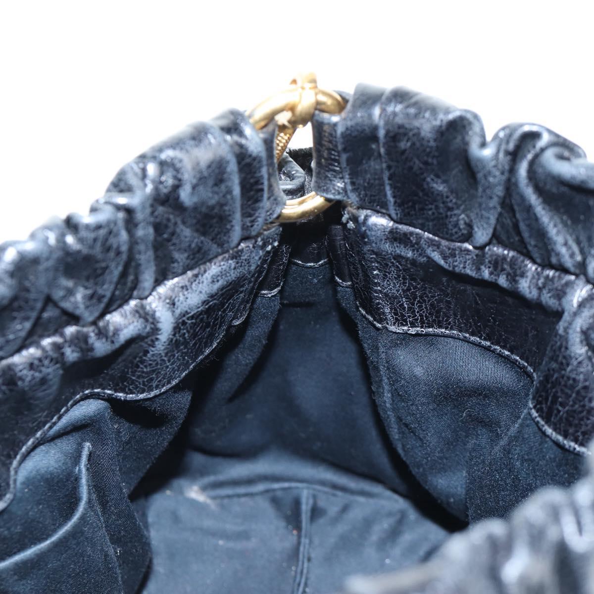 Miu Miu Hand Bag Vitellolux 2way Black Gold Auth 202488M