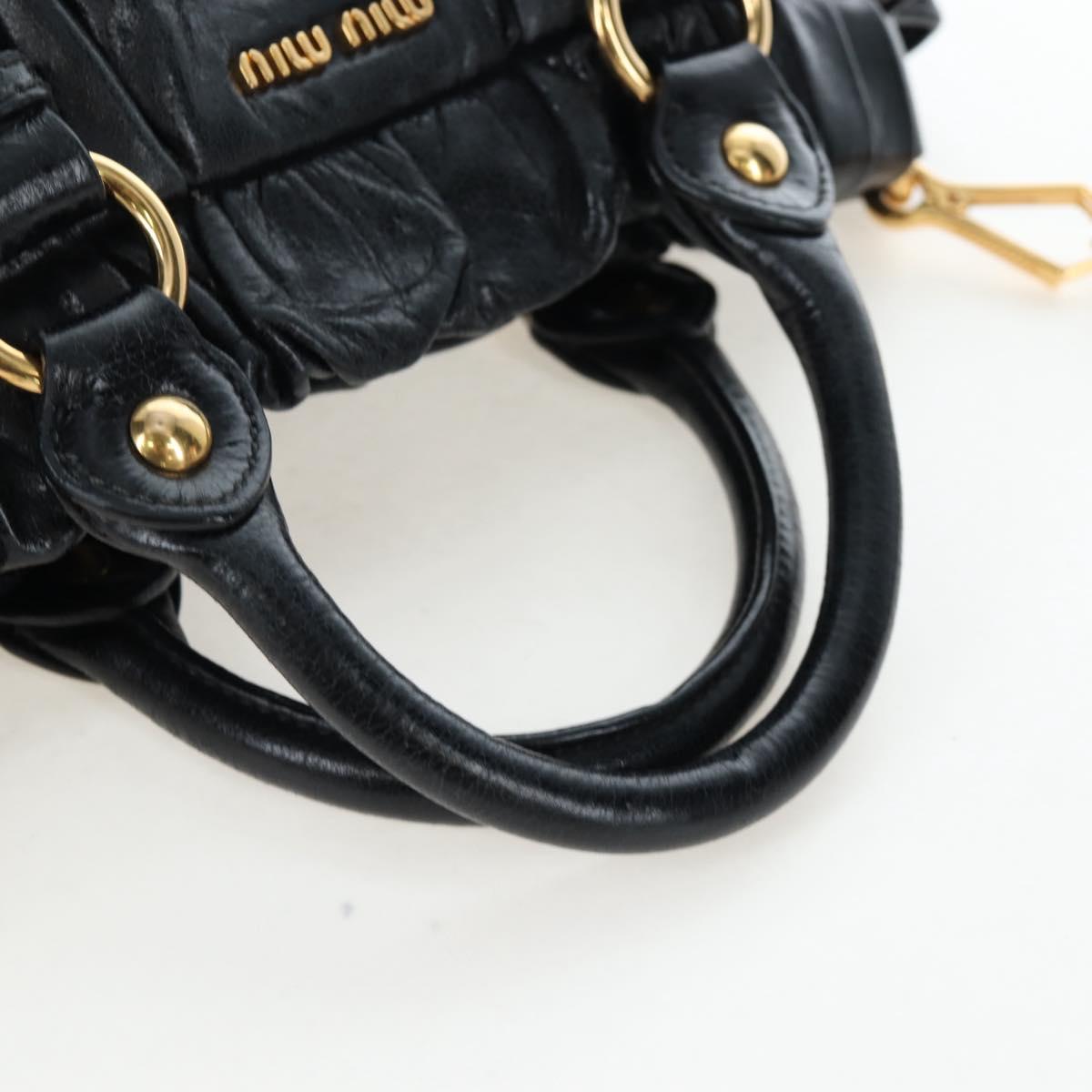 Miu Miu Hand Bag Vitellolux 2way Black Gold Auth 202488M
