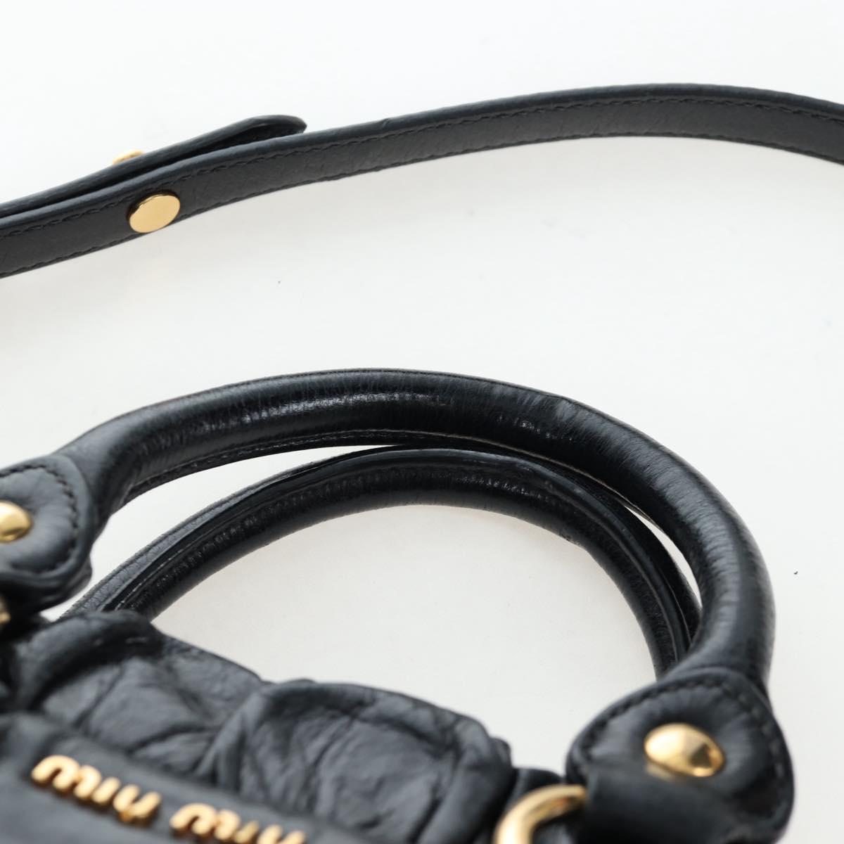 Miu Miu Hand Bag Vitellolux 2way Black Gold Auth 202488M