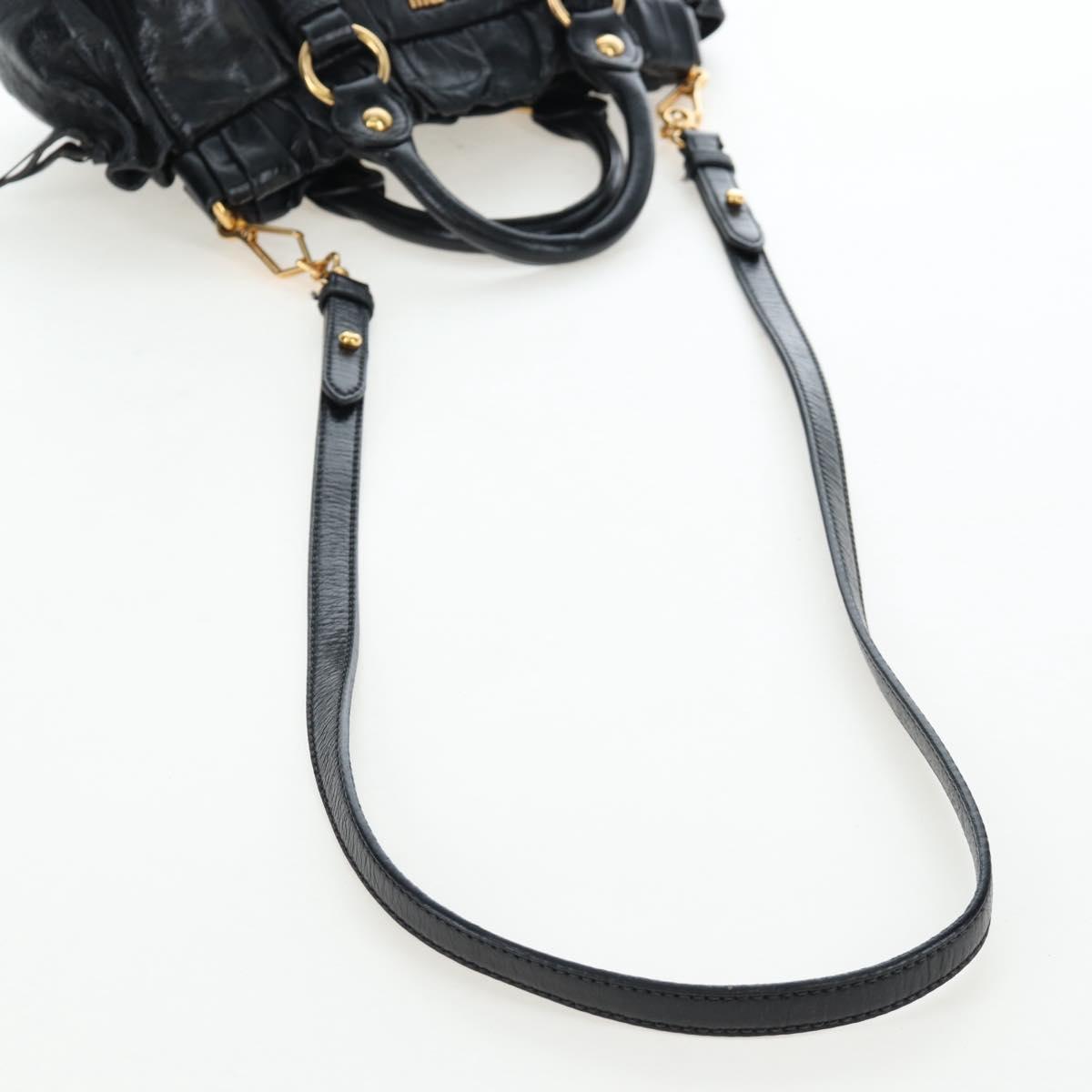 Miu Miu Hand Bag Vitellolux 2way Black Gold Auth 202488M