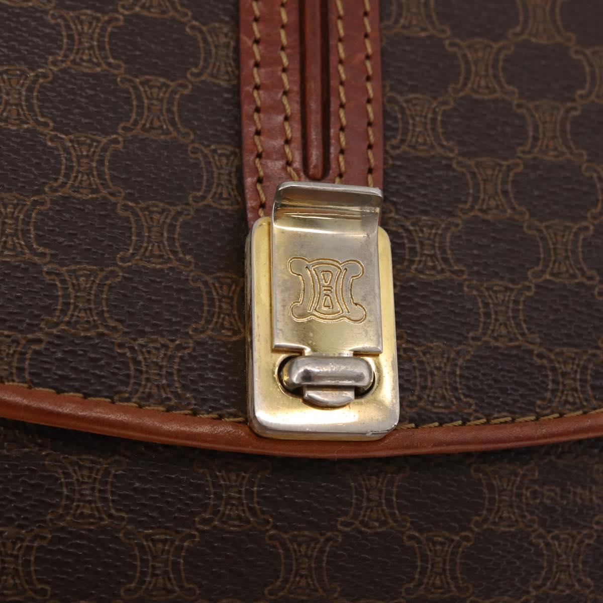 CELINE Macadam Canvas Shoulder Bag PVC Leather Brown Gold Auth 202490