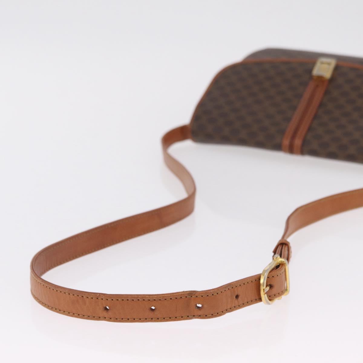 CELINE Macadam Canvas Shoulder Bag PVC Leather Brown Gold Auth 202490