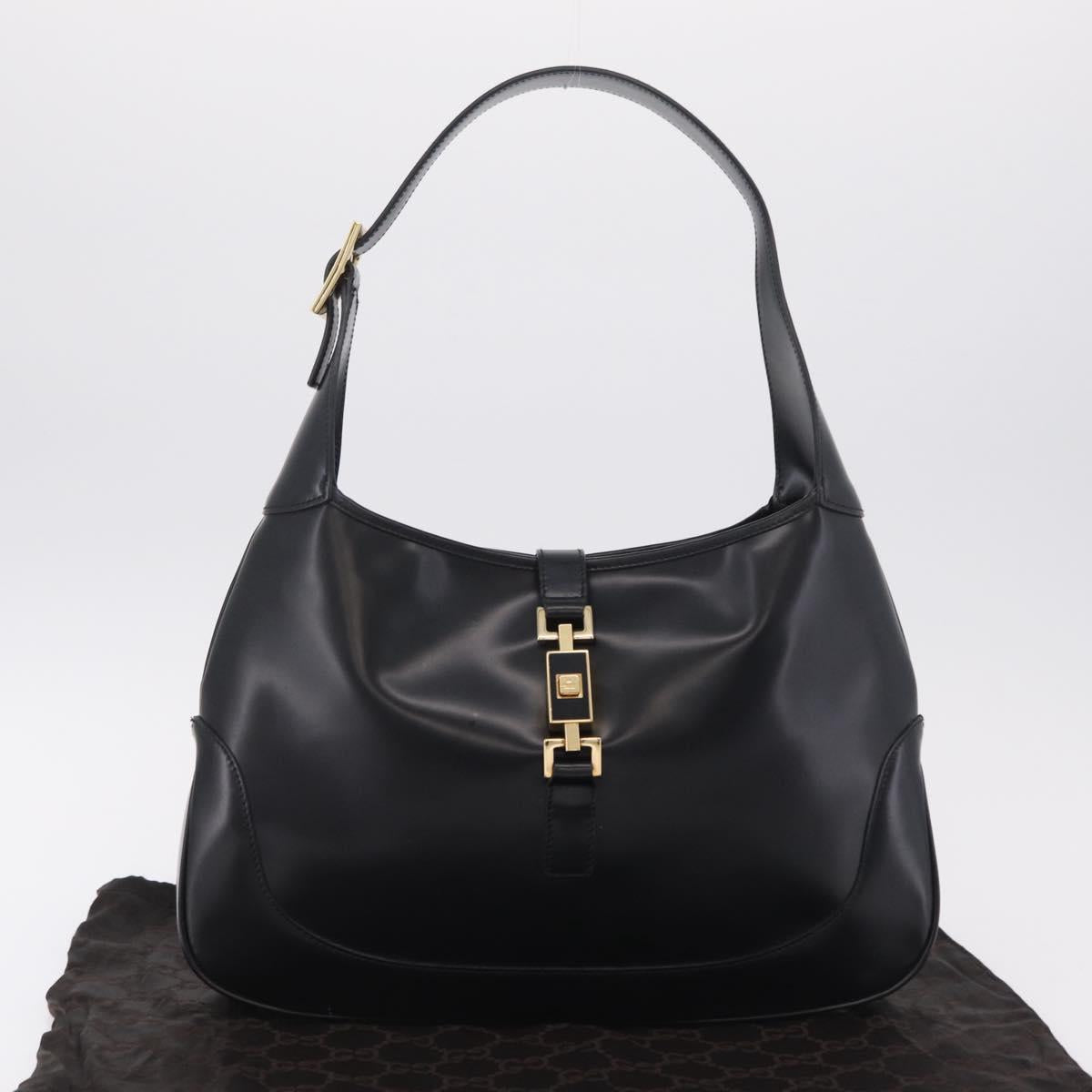 GUCCI Jackie Shoulder Bag Leather Black Gold 001 3306 2684 Auth 202492V