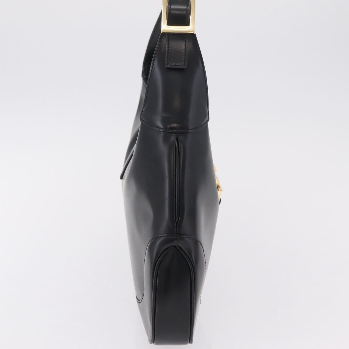 GUCCI Jackie Shoulder Bag Leather Black Gold 001 3306 2684 Auth 202492V