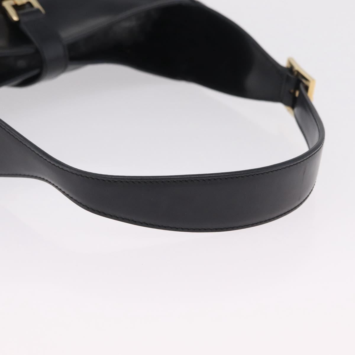 GUCCI Jackie Shoulder Bag Leather Black Gold 001 3306 2684 Auth 202492V