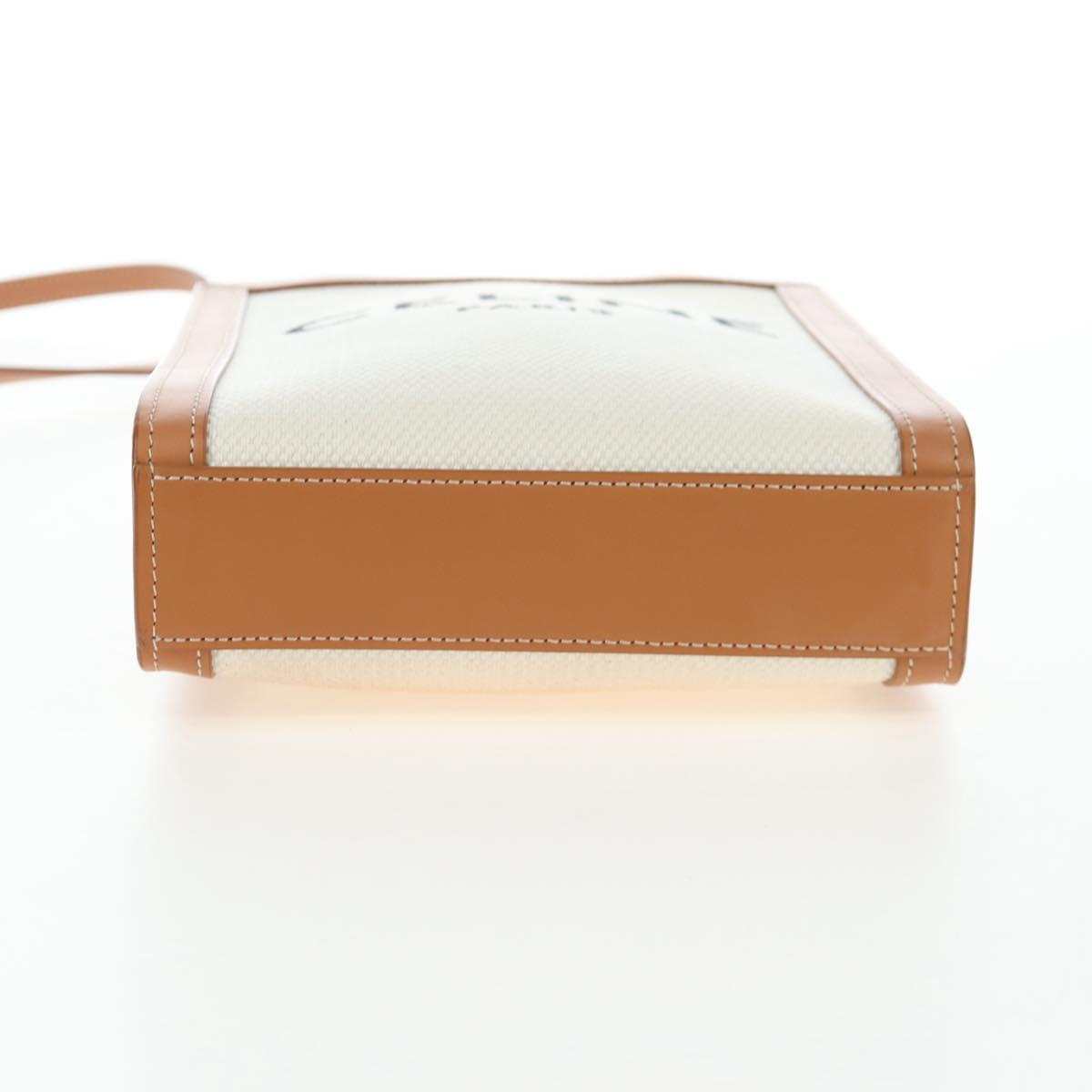 CELINE Vertical Mini Hand Bag Canvas 2way Beige Auth 202496M