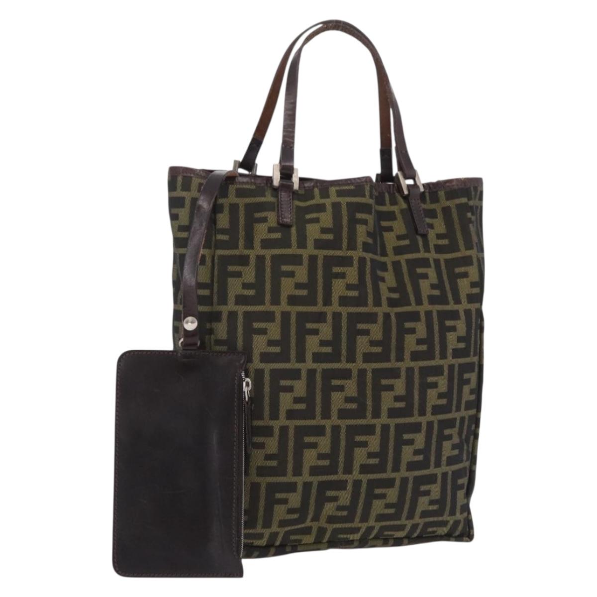 FENDI Zucca Canvas Hand Bag Black Brown Auth 202501