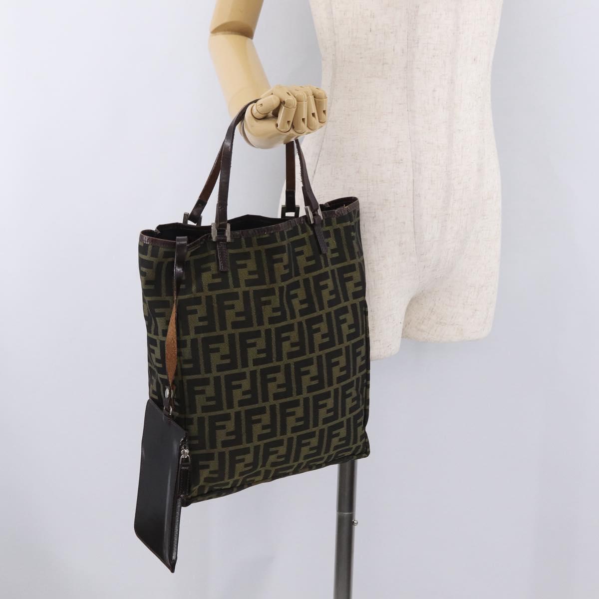 FENDI Zucca Canvas Hand Bag Black Brown Auth 202501