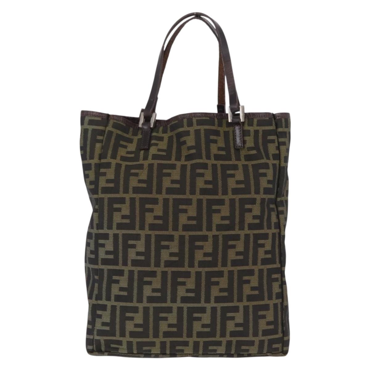 FENDI Zucca Canvas Hand Bag Black Brown Auth 202501