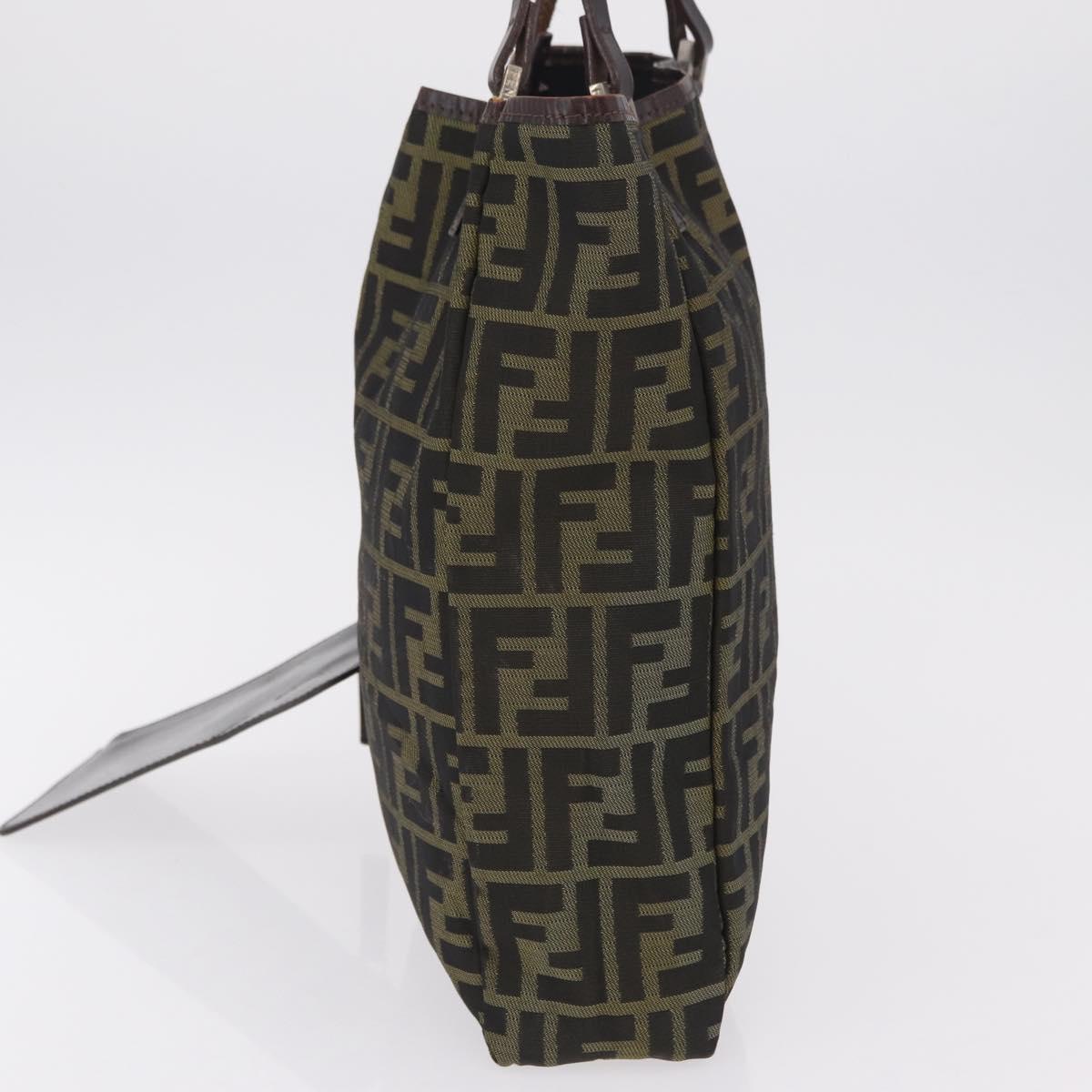 FENDI Zucca Canvas Hand Bag Black Brown Auth 202501