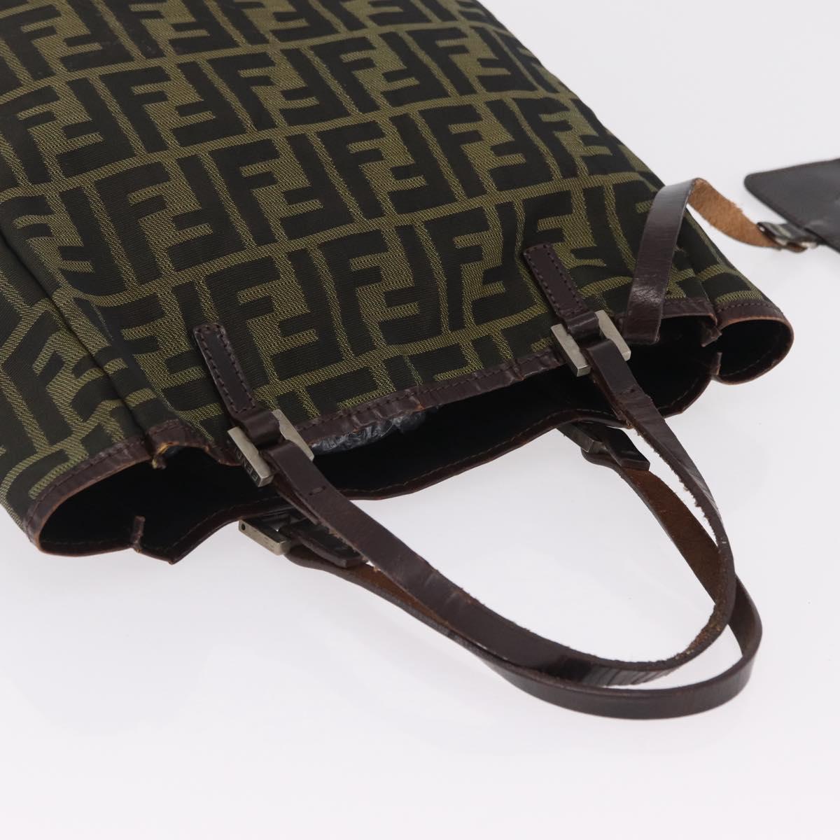 FENDI Zucca Canvas Hand Bag Black Brown Auth 202501