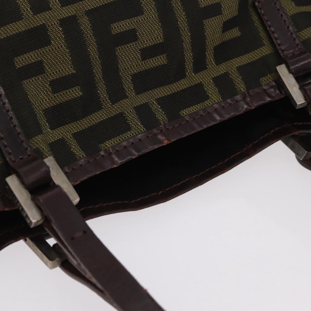 FENDI Zucca Canvas Hand Bag Black Brown Auth 202501