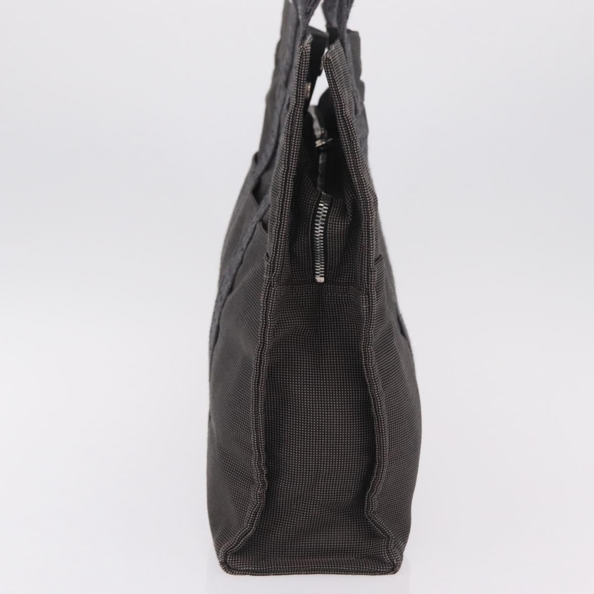 HERMES Her Line MM Hand Bag Canvas Gray Silver Auth 202502A