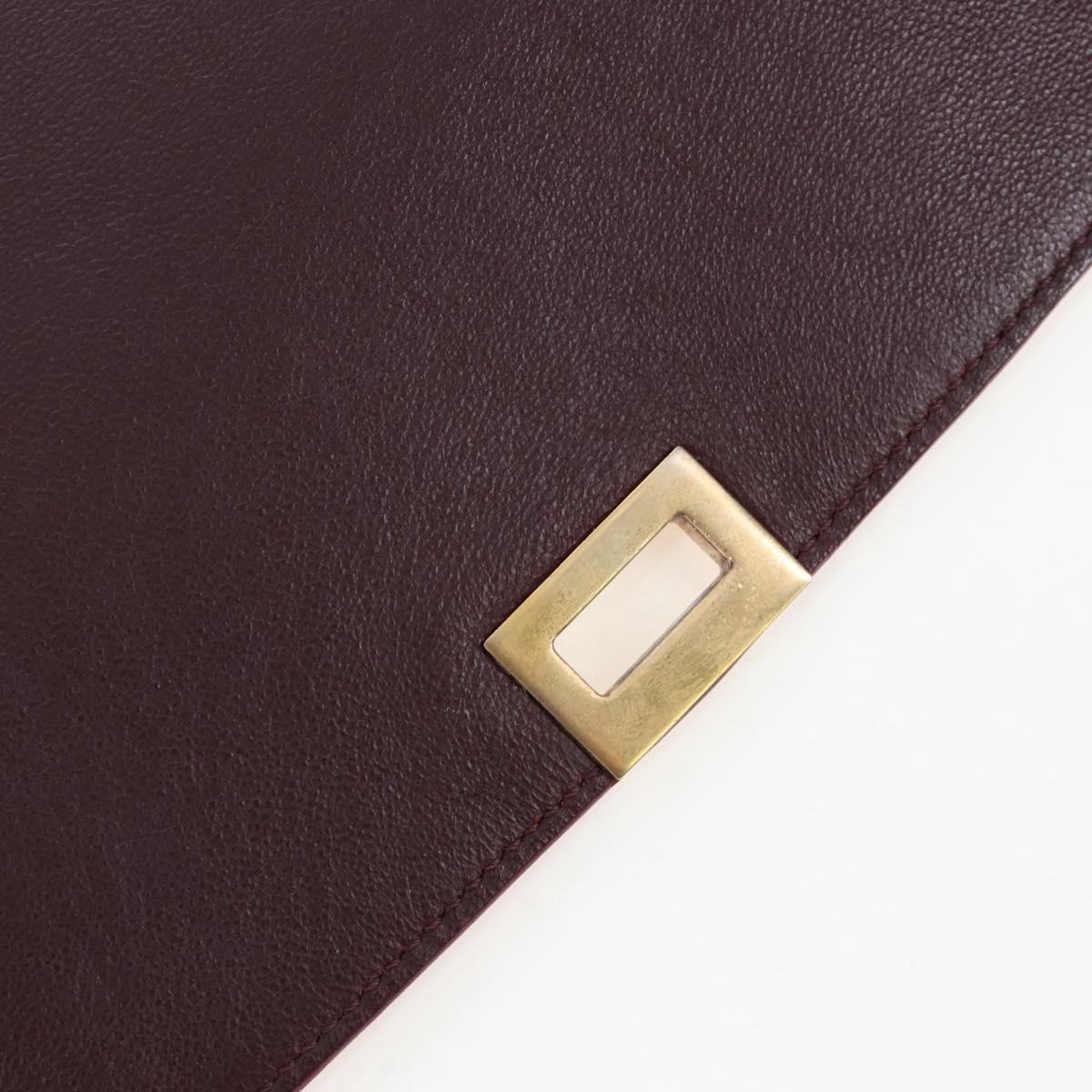 CELINE Trapeze Hand Bag Leather 2way Bordeaux Gold Auth 202503A