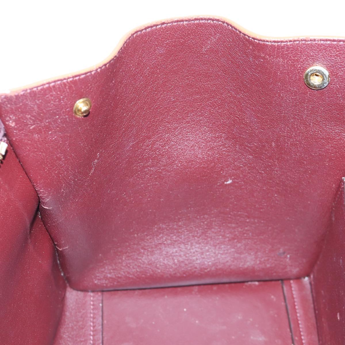 CELINE Trapeze Hand Bag Leather 2way Bordeaux Gold Auth 202503A