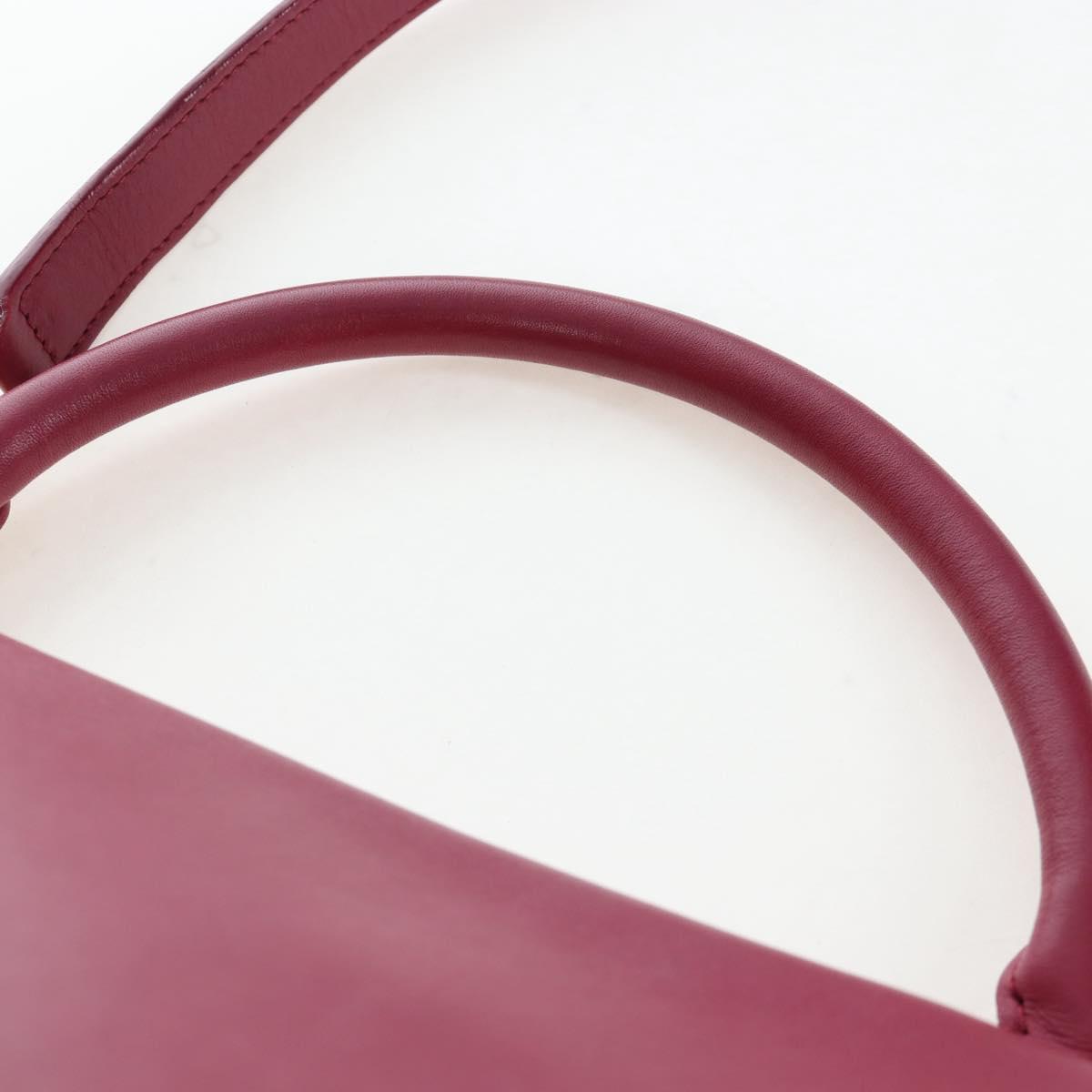 CELINE Trapeze Hand Bag Leather 2way Bordeaux Gold Auth 202503A