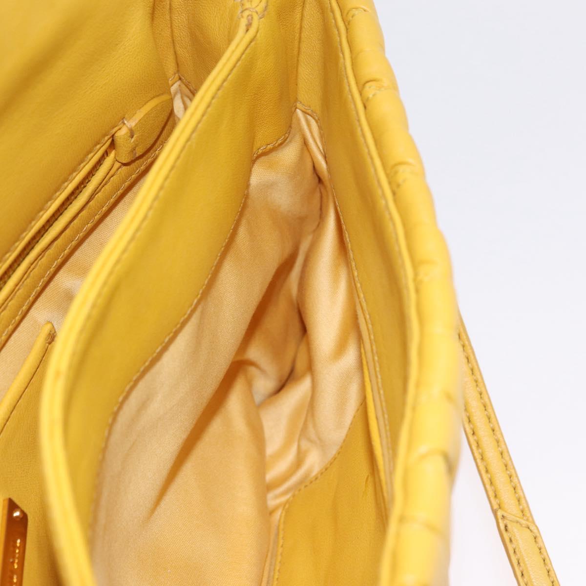Miu Miu Matelasse Shoulder Bag Leather 2way Yellow Gold Auth 202504A