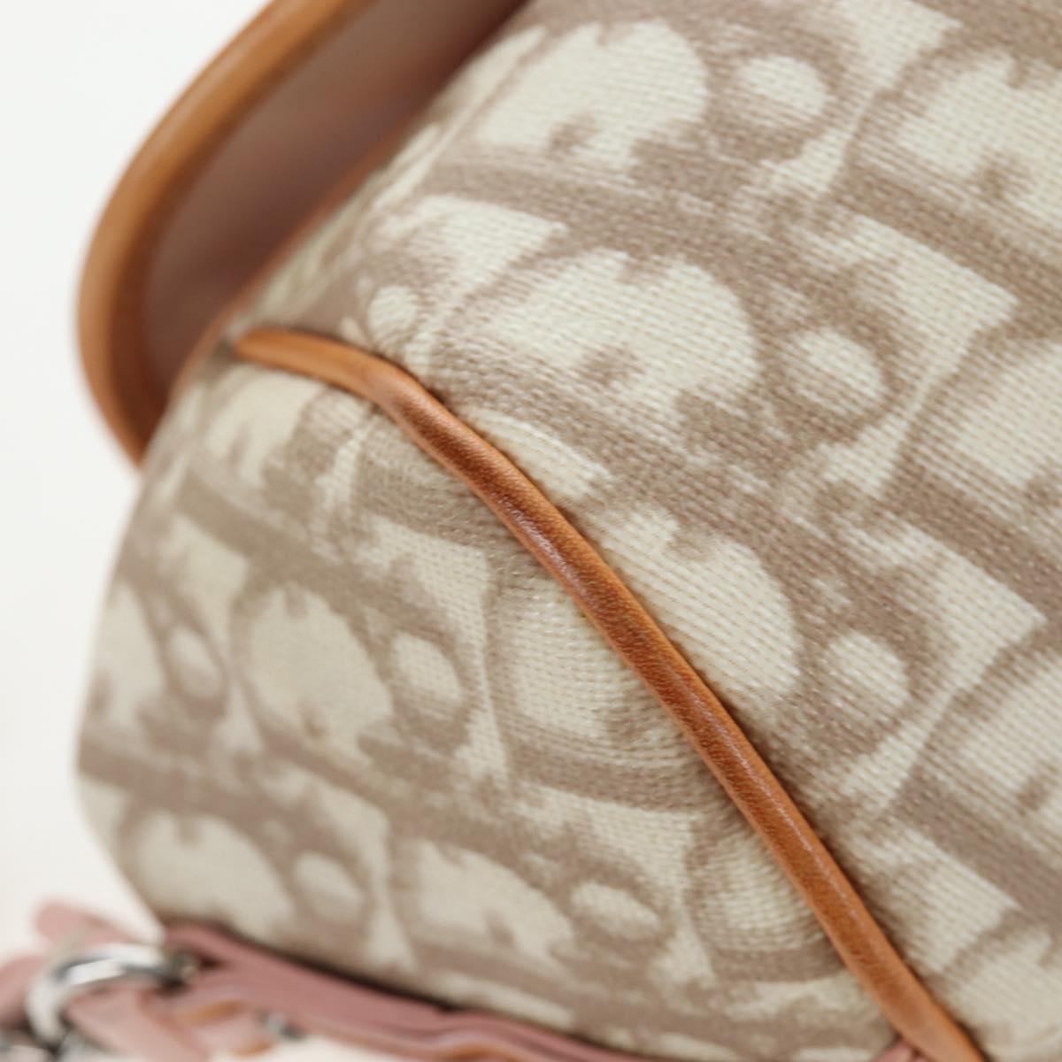 Christian Dior Trotter Canvas Romantic Chain Bag PVC Beige Silver Auth 202506SAM