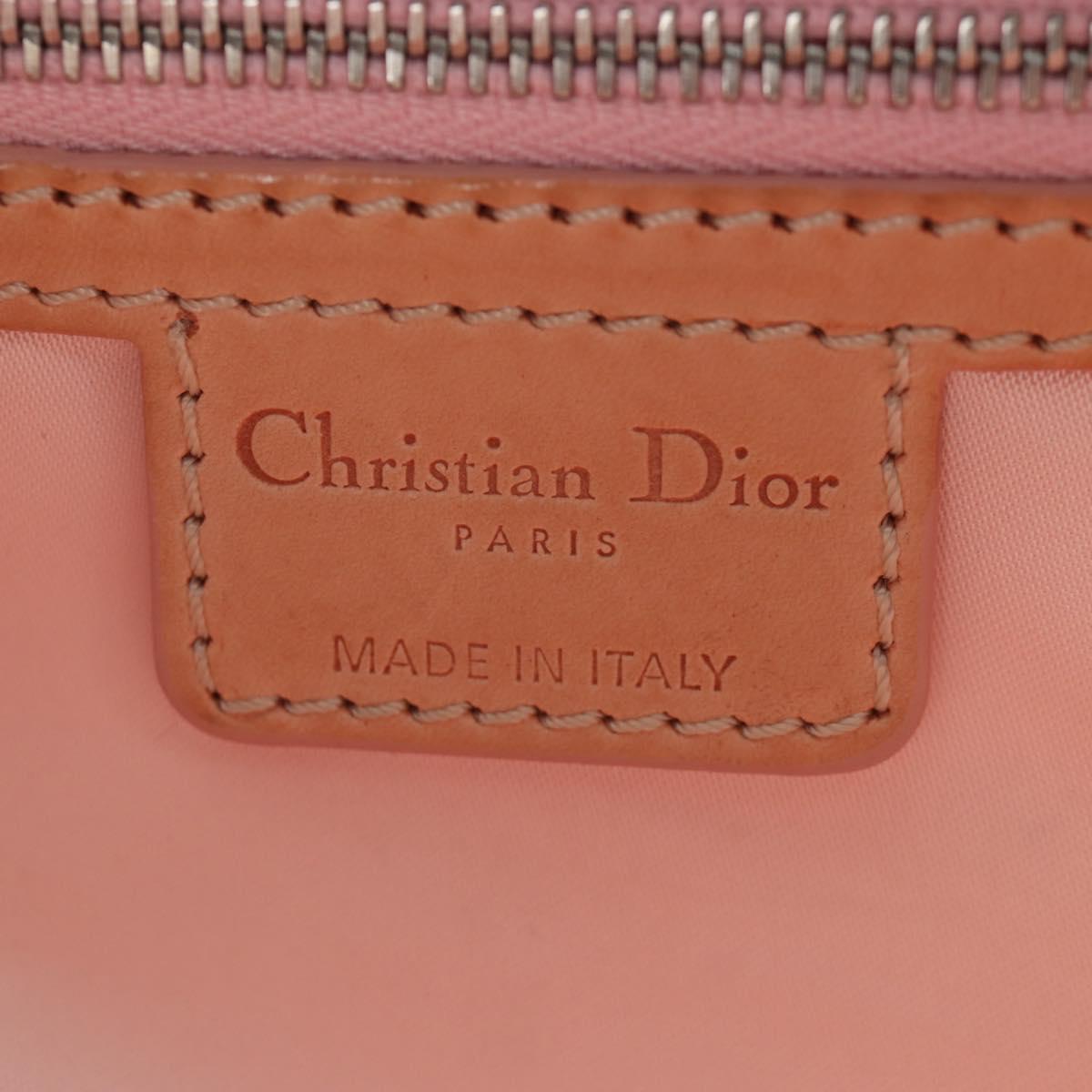 Christian Dior Trotter Canvas Romantic Chain Bag PVC Beige Silver Auth 202506SAM