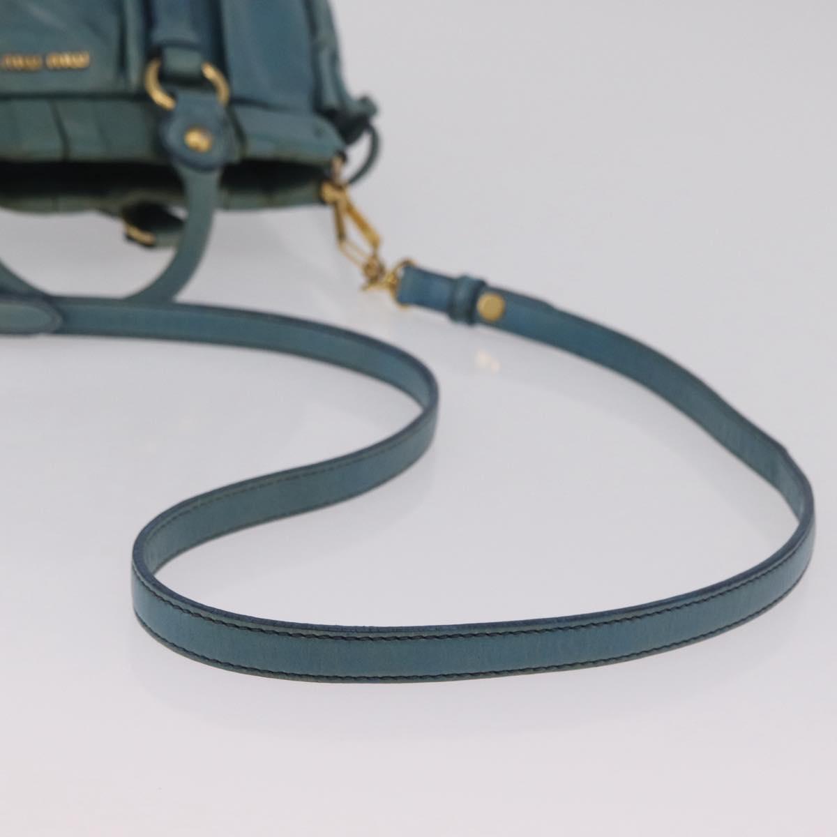 Miu Miu Matelasse Hand Bag Vitellolux 2way Green Gold Auth 202508V
