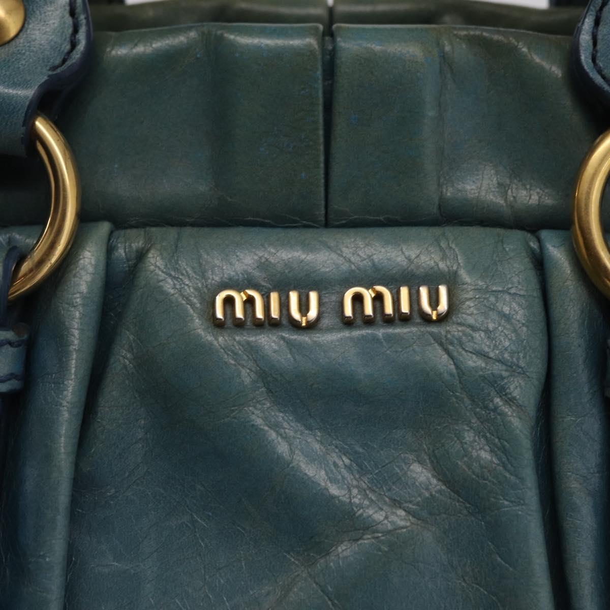 Miu Miu Matelasse Hand Bag Vitellolux 2way Green Gold Auth 202508V