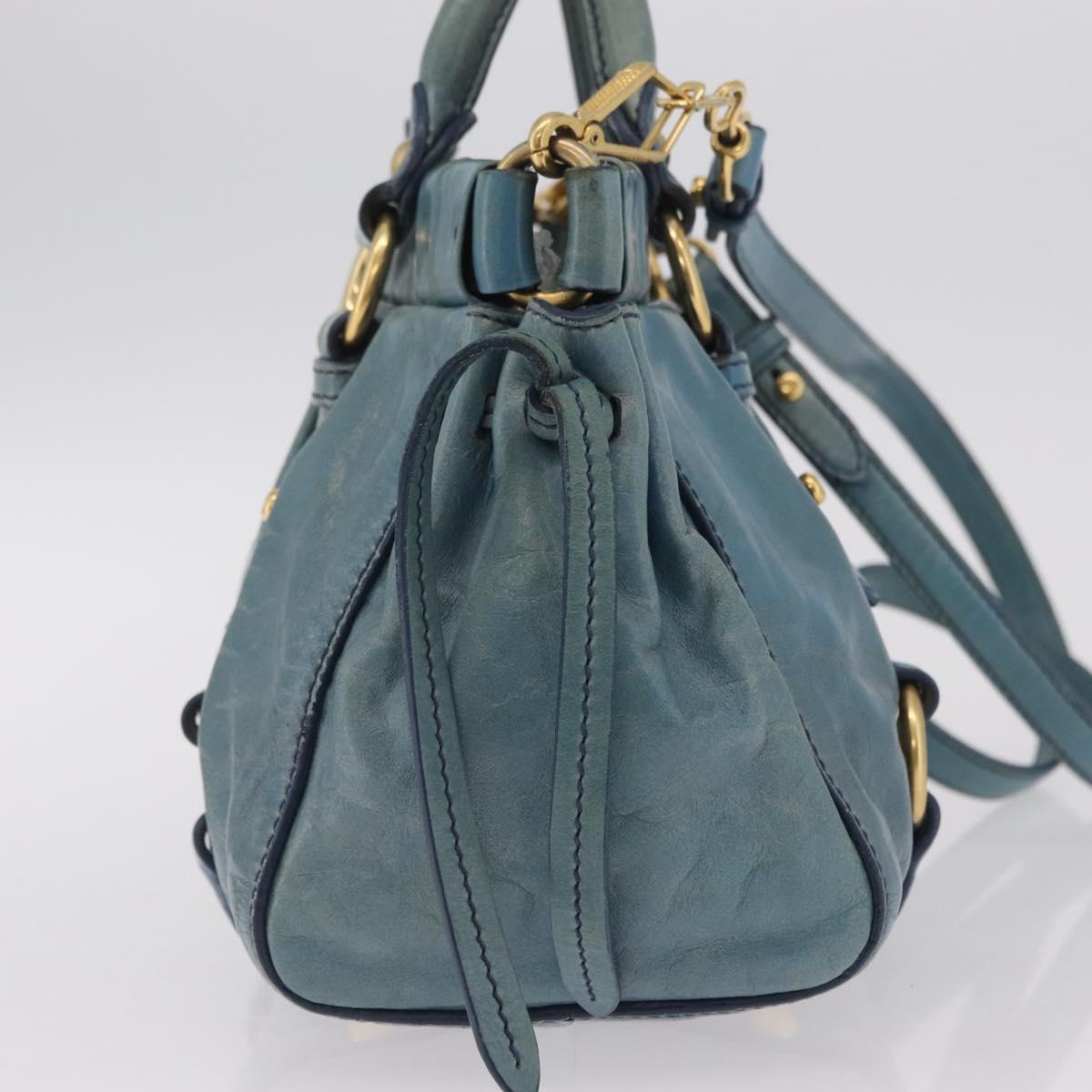 Miu Miu Matelasse Hand Bag Vitellolux 2way Green Gold Auth 202508V