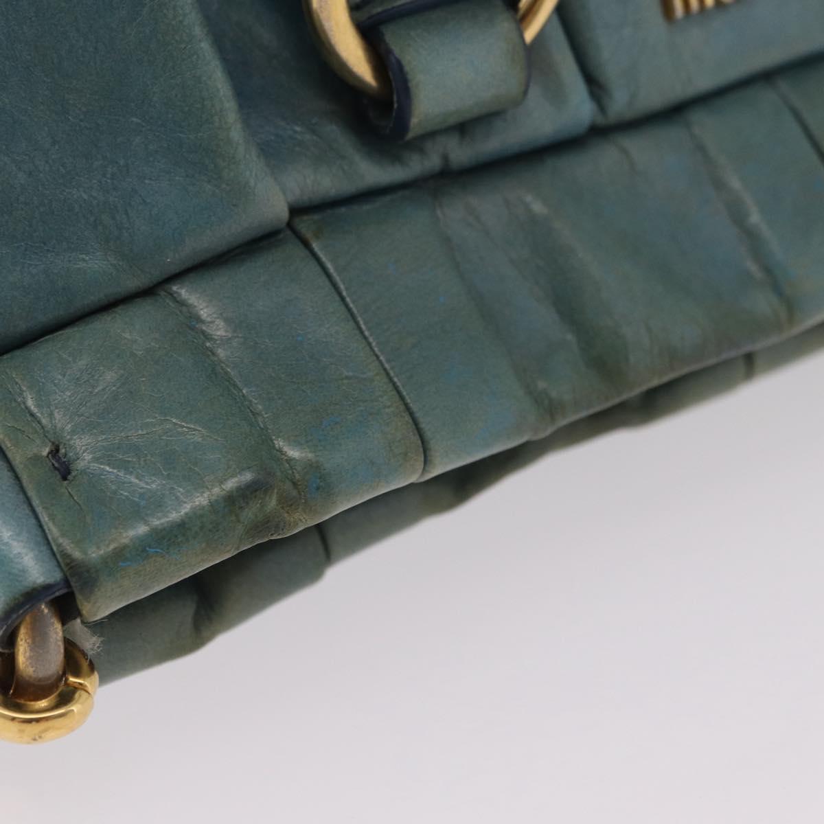 Miu Miu Matelasse Hand Bag Vitellolux 2way Green Gold Auth 202508V