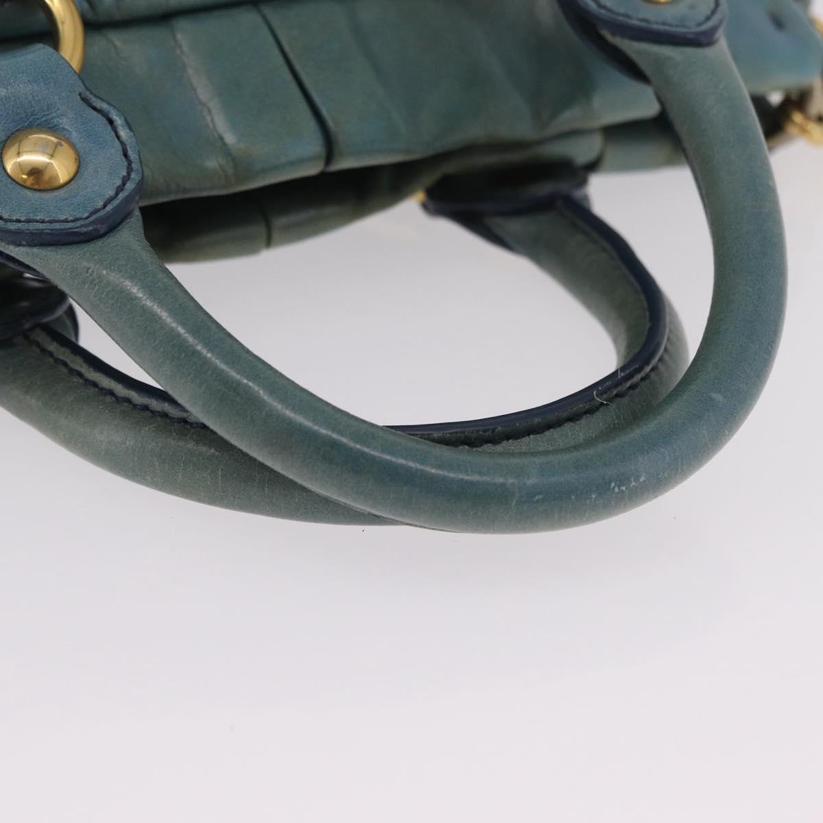 Miu Miu Matelasse Hand Bag Vitellolux 2way Green Gold Auth 202508V
