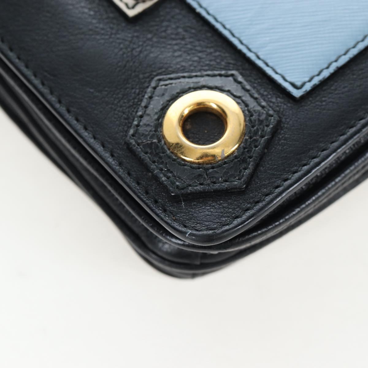 PRADA Chain Shoulder Bag Leather Black Gold Auth 202514M