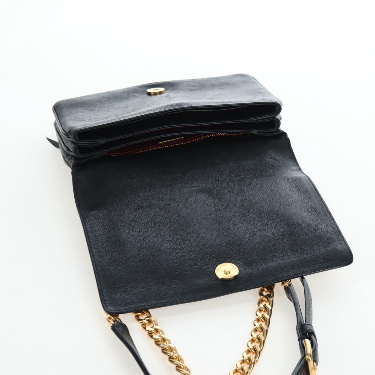 PRADA Chain Shoulder Bag Leather Black Gold Auth 202514M