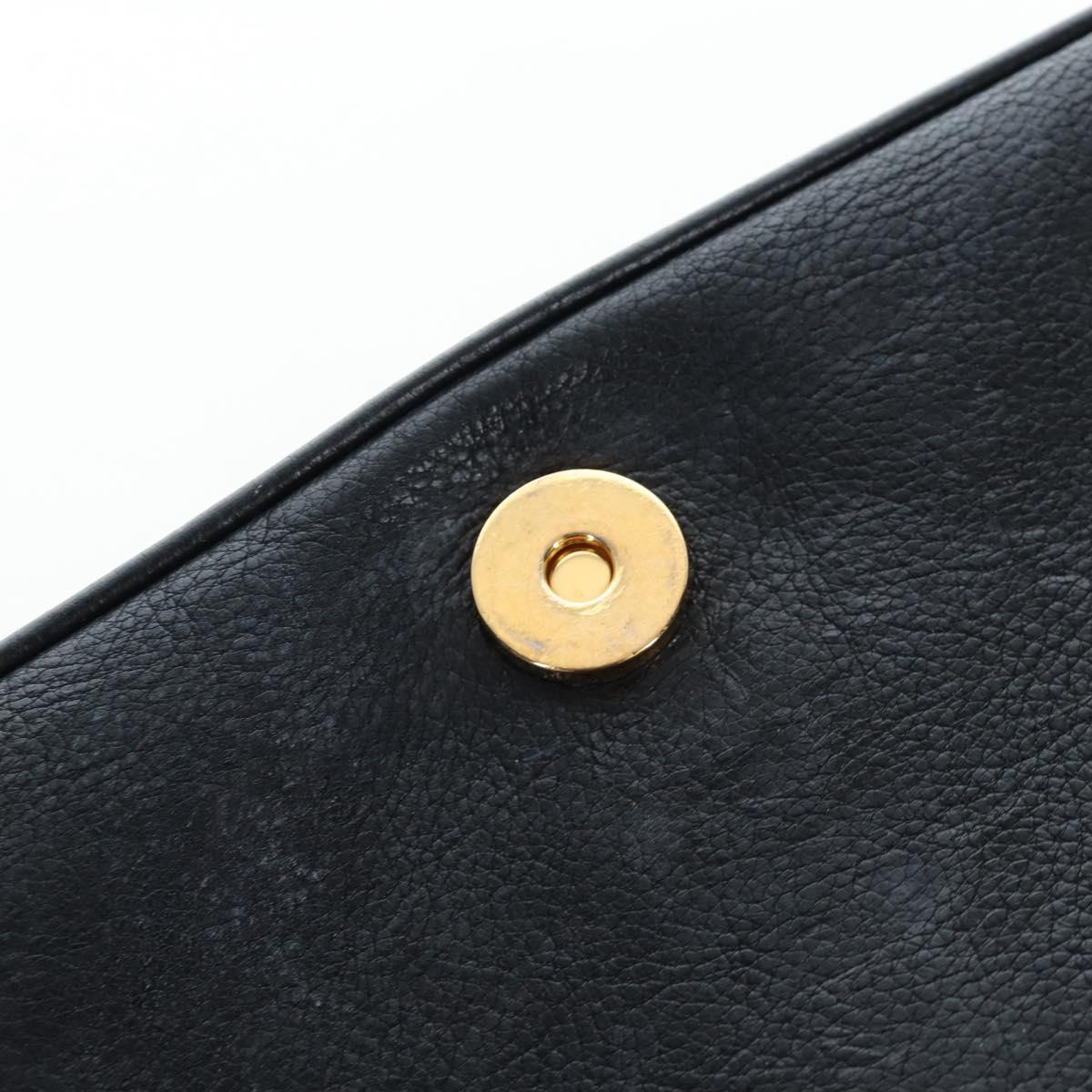 PRADA Chain Shoulder Bag Leather Black Gold Auth 202514M