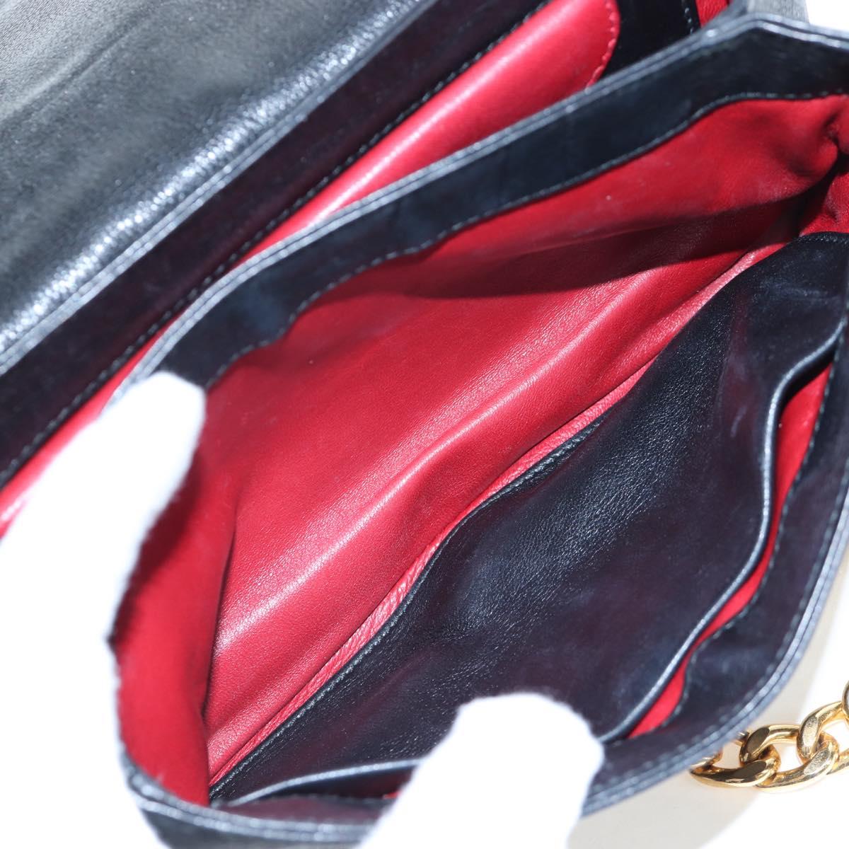 PRADA Chain Shoulder Bag Leather Black Gold Auth 202514M
