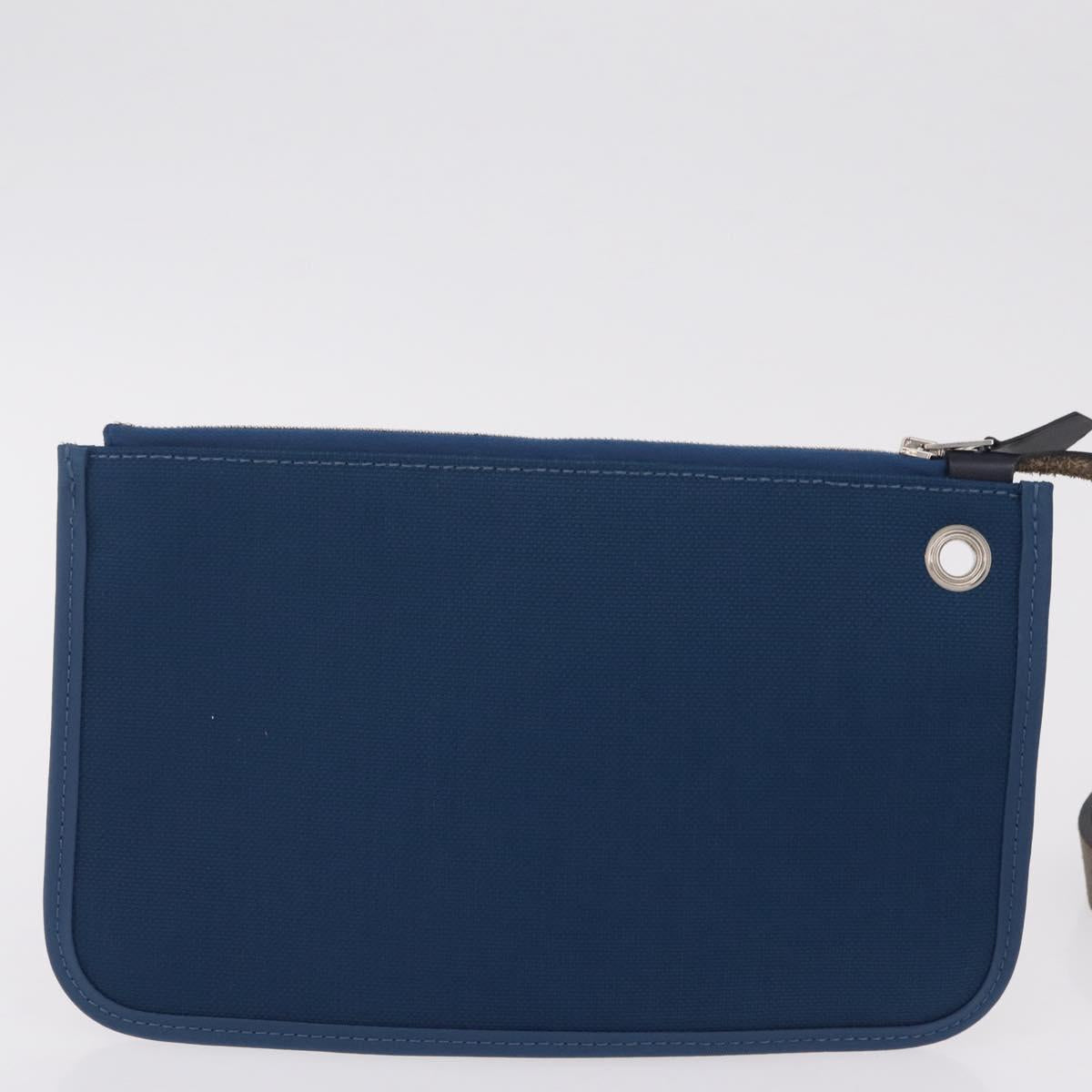 HERMES Herbag Zip PM Hand Bag Canvas Leather 2way Navy Silver Auth 202516SAM