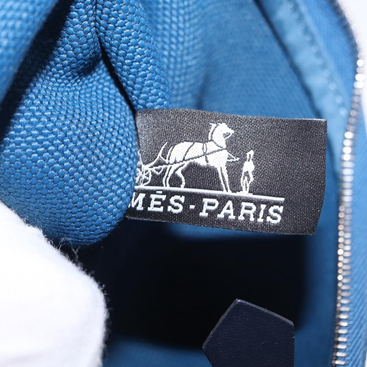 HERMES Herbag Zip PM Hand Bag Canvas Leather 2way Navy Silver Auth 202516SAM