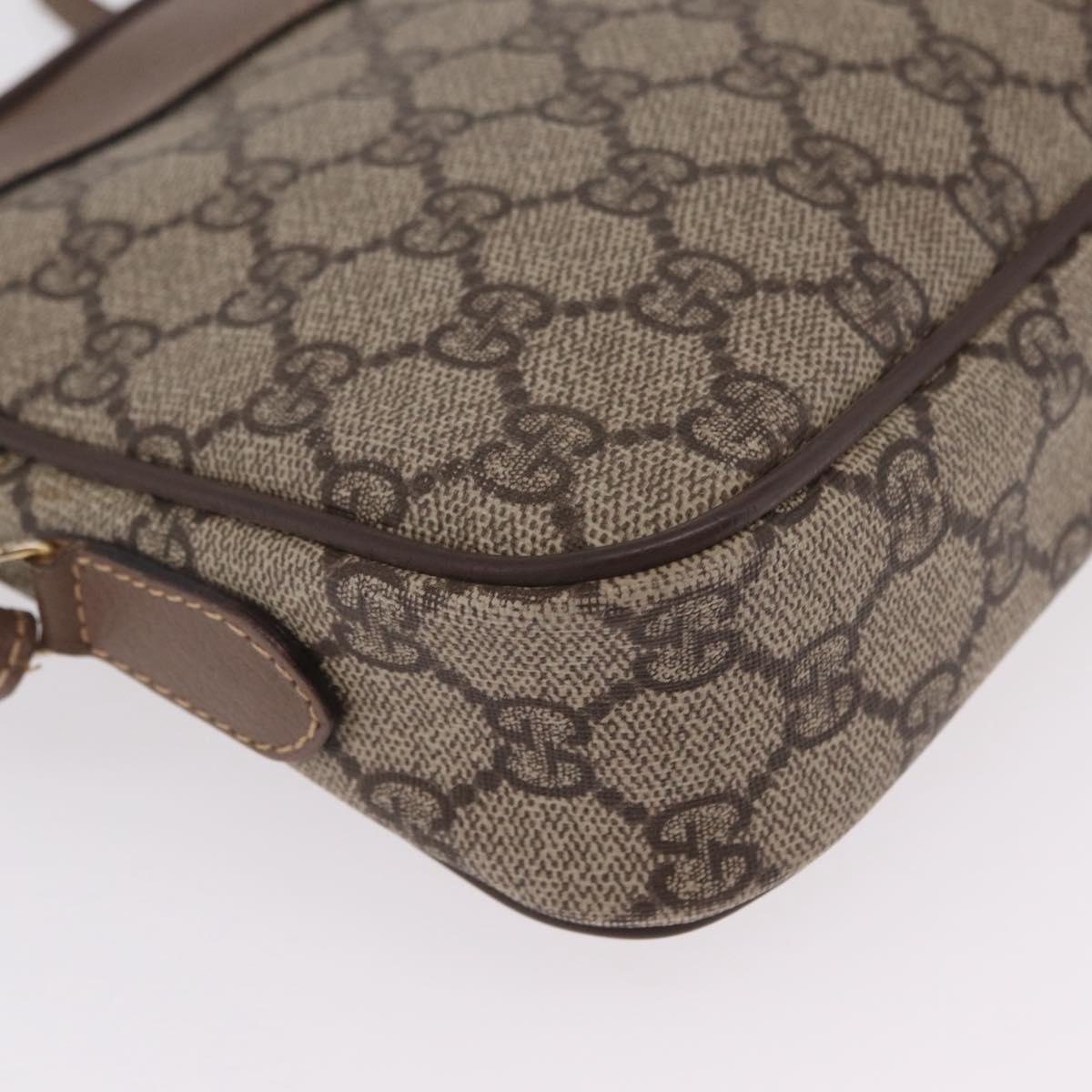 GUCCI GG Supreme Shoulder Bag PVC Beige Gold Auth 202517